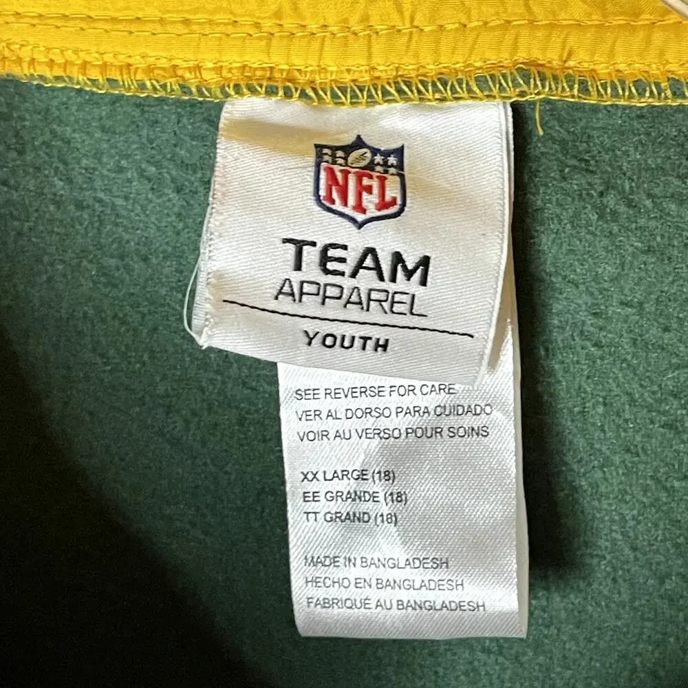 NFL Team Apparel Kids Green Bay Packers Full Zip Fleece Jacket Size Youth XXL